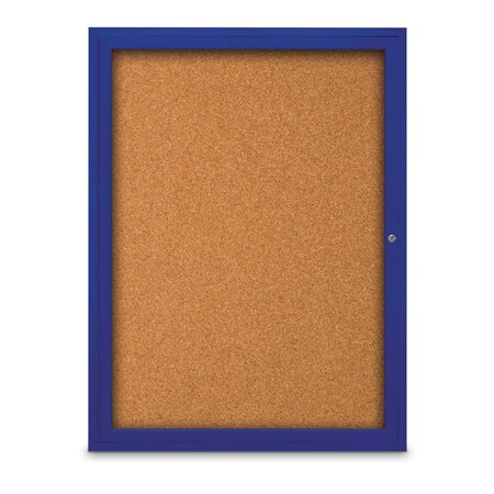 United Visual Products Slim Enclosed Corkboard, 18"x24", Gold Alum Frame/Rubber UVEB1824-GOLD-RUBBER